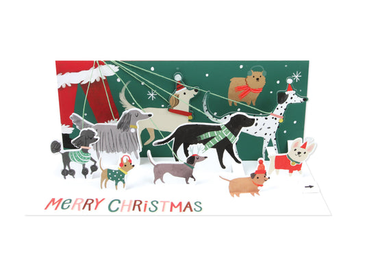 Santa's Dog Walk Layered Greeting Card