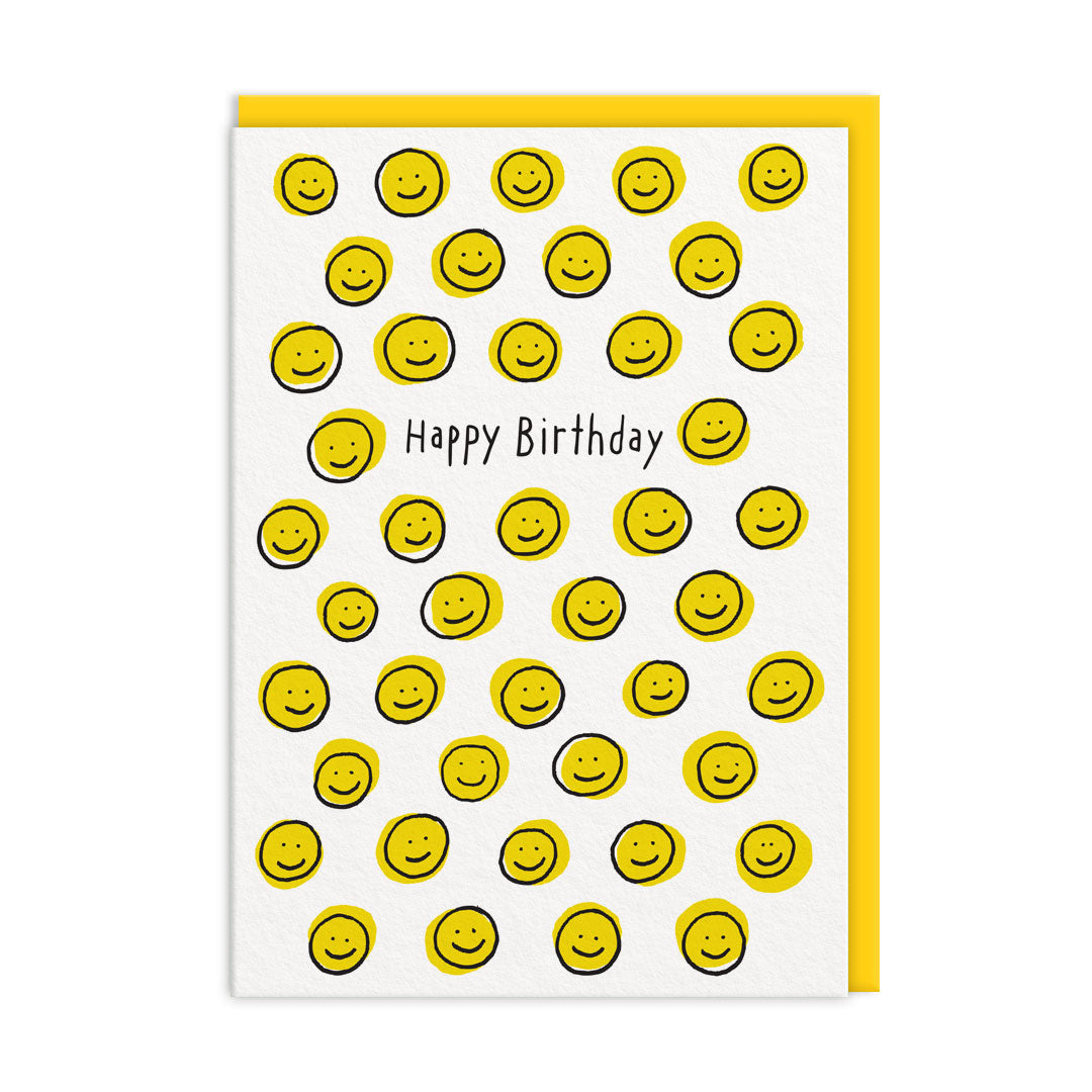 Yellow Smiley Birthday Card