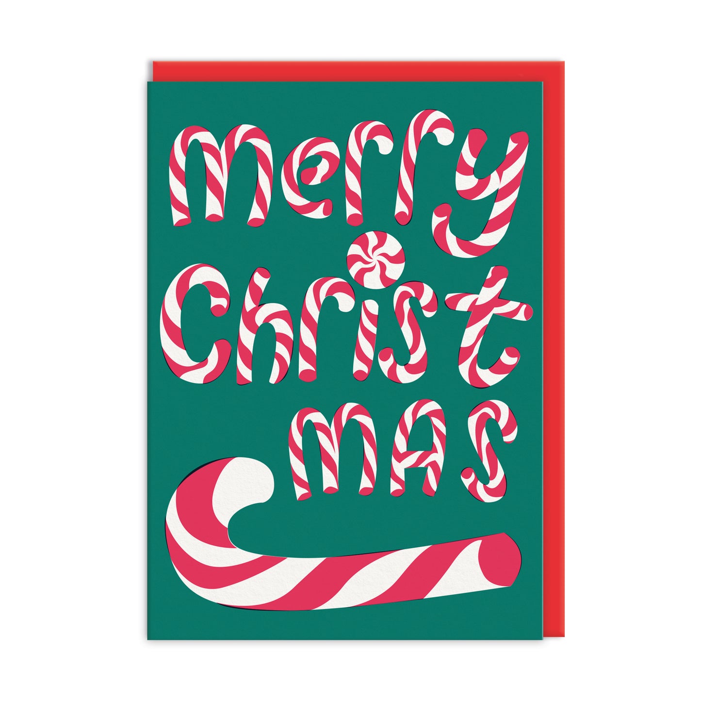 Pack of 9 Christmas Cards - Merry Christmas Candy Cane