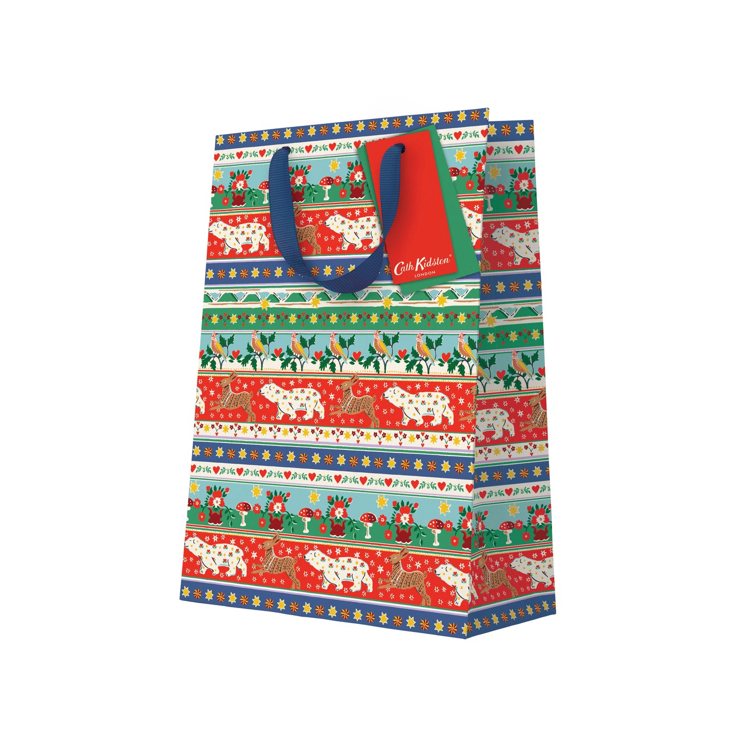 Festive Animal Stripe Large Gift Bag