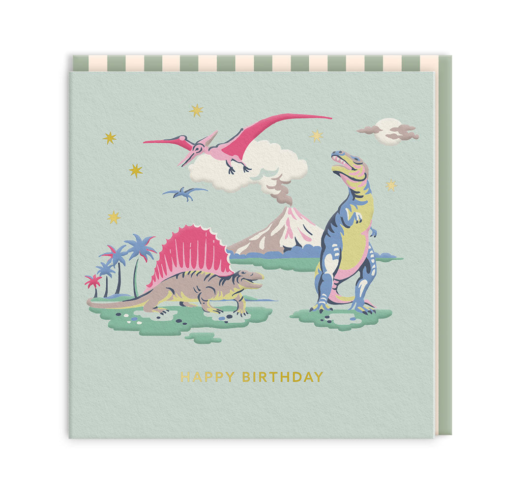 Dino Birthday Mini Square Greeting Card