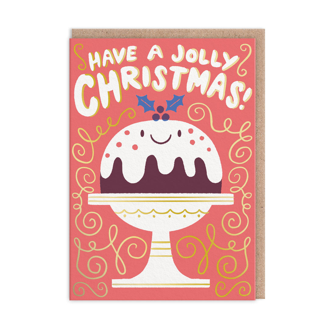 Jolly Christmas Pudding Greeting Card