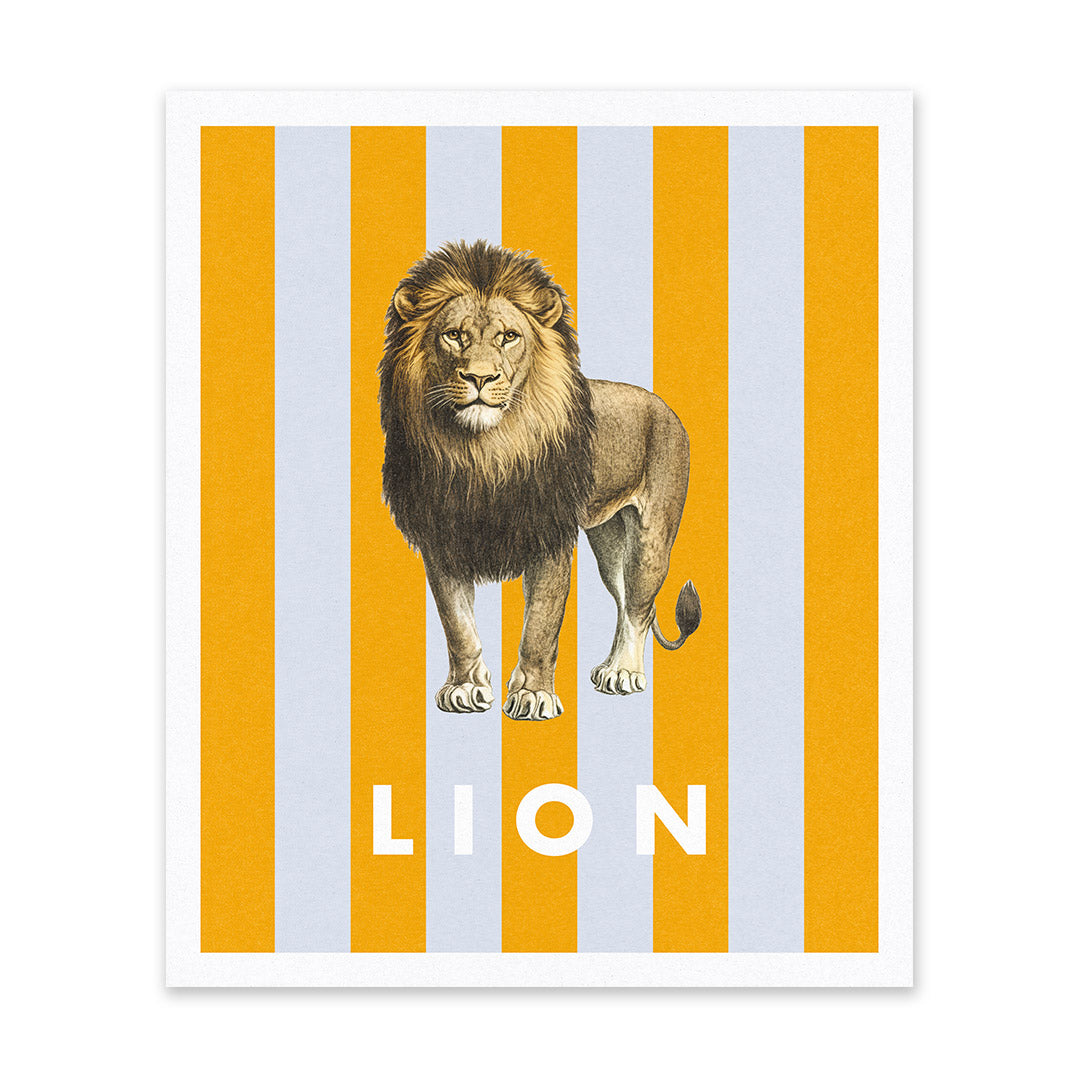 Striped Lion Riso Print (12x10)
