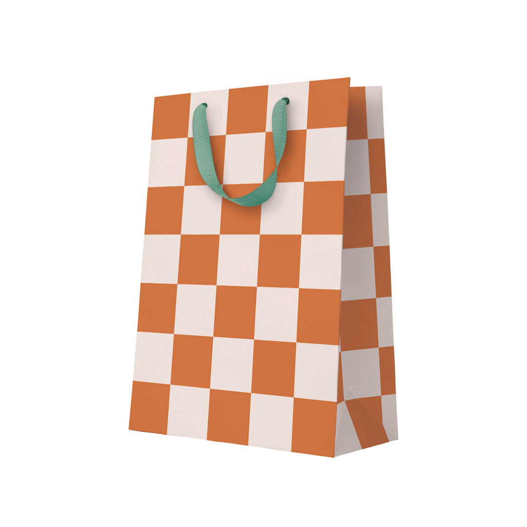 Burnt Sienna Checkerboard Large Gift Bag