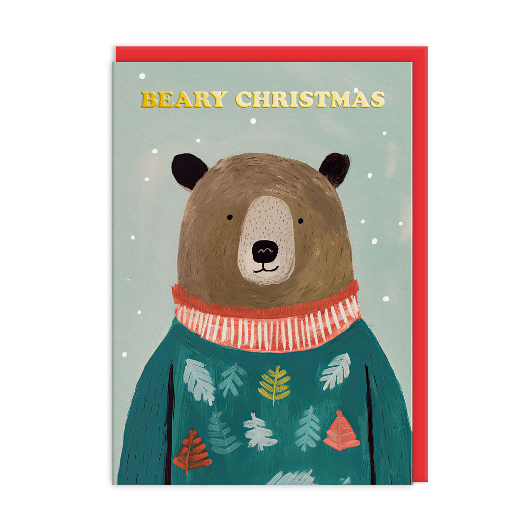 Festive Brown Bear Greeting Card