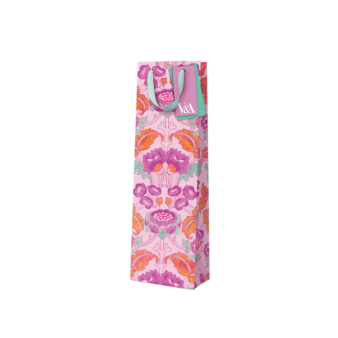 Neon Floral Pink Arts & Crafts Bottle Bag