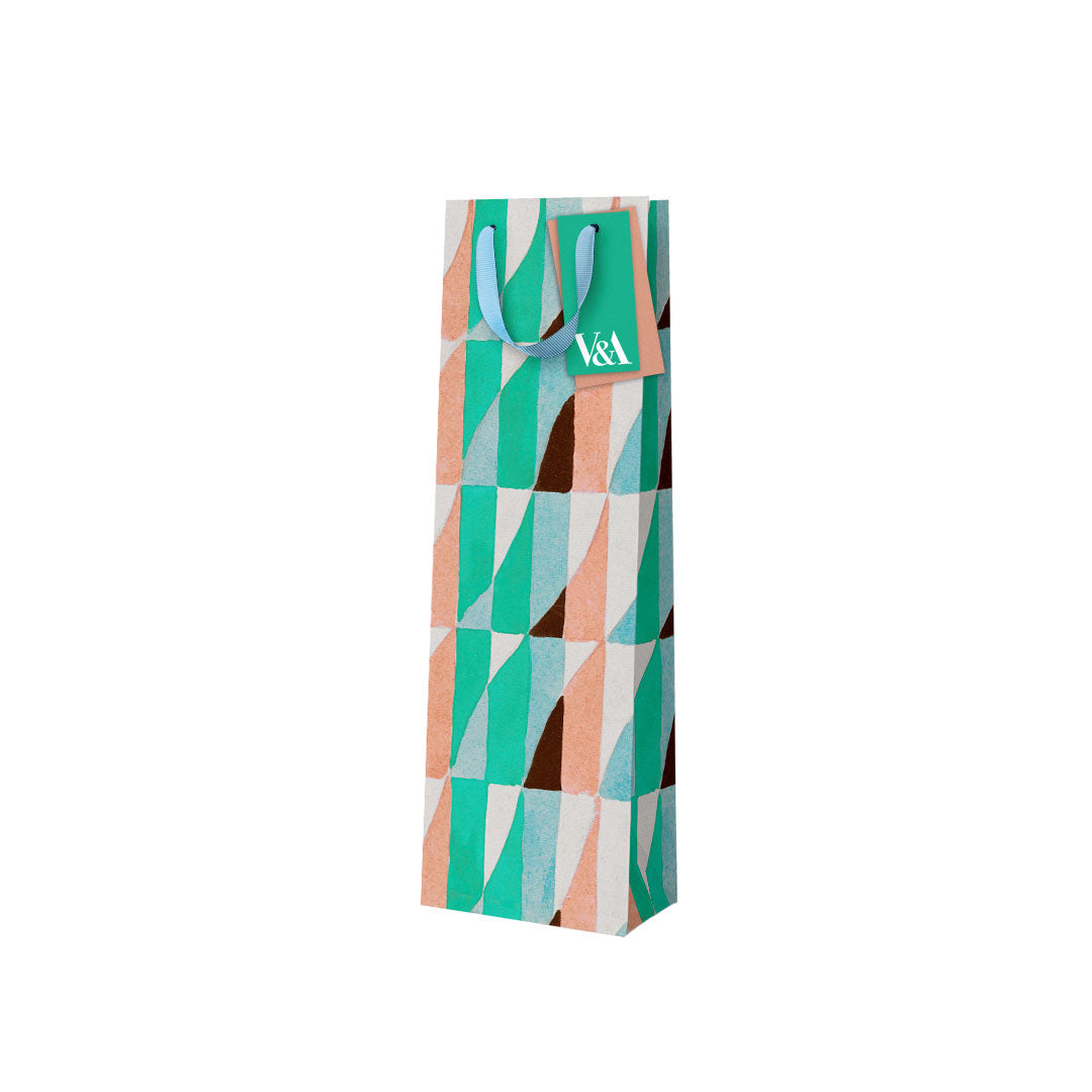 Playful Geometrics Turquoise Prism Bottle Bag