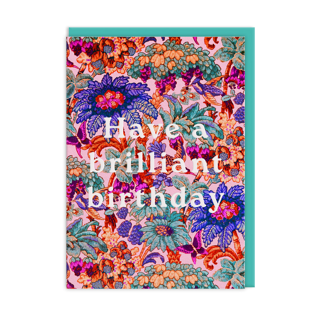Neon Floral Coral Jungle Greeting Card