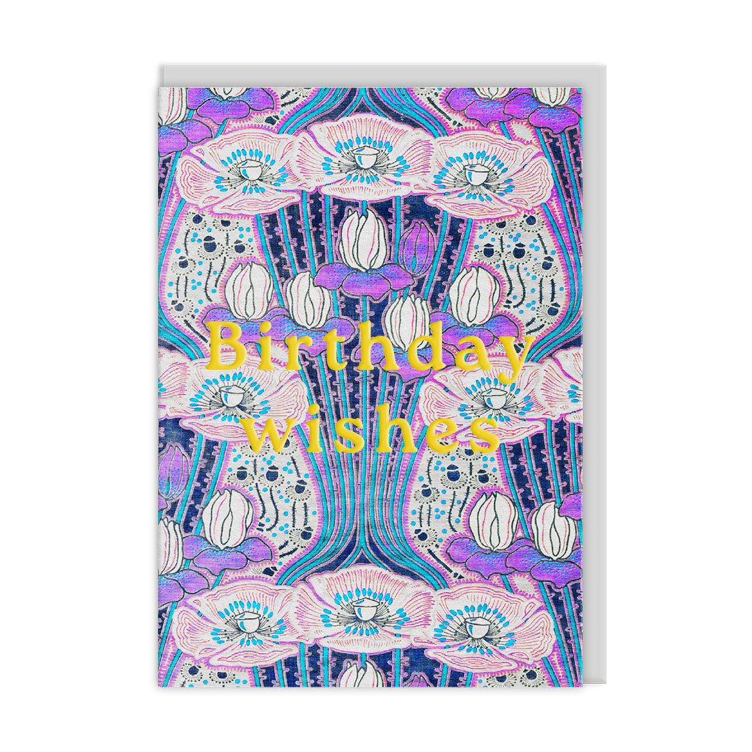 Neon Floral Art Deco Floral Greeting Card