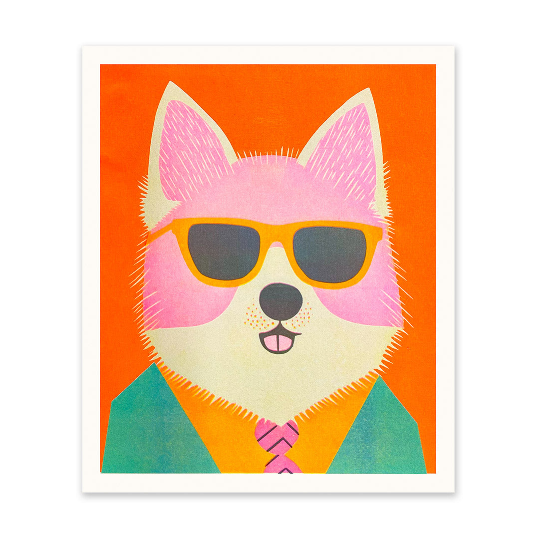 Cool Corgi Riso Print (12x10)