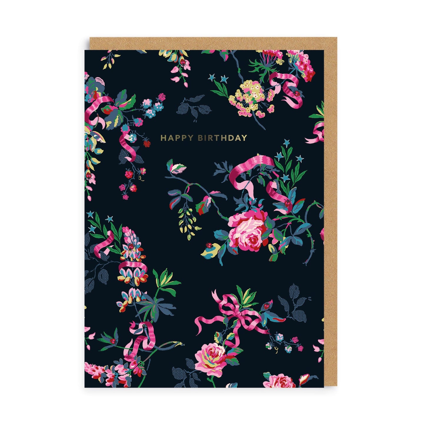 Happy Birthday Ribbons and Roses Greeting Card