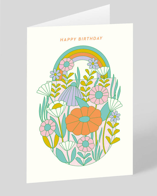 Personalised Rainbows and Flowers Birthday Card