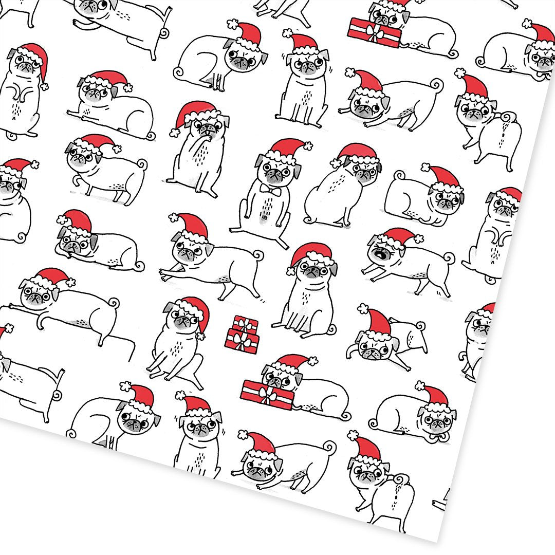 Christmas Pug Positions Gift Wrap