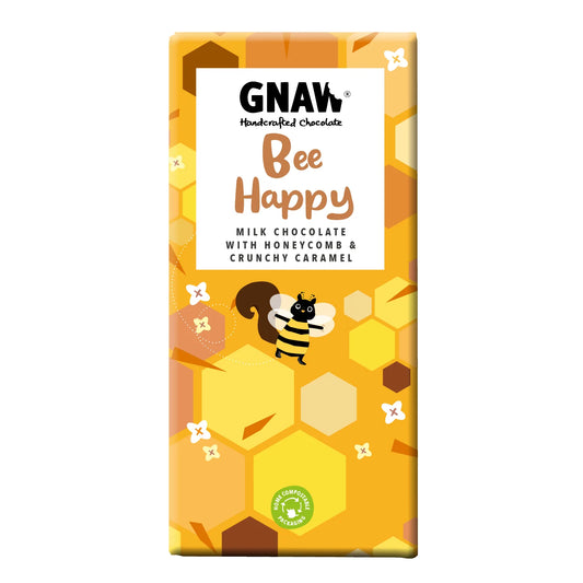 Bee Happy Milk Chocolate with Honeycomb & Crunchy Caramel Bar