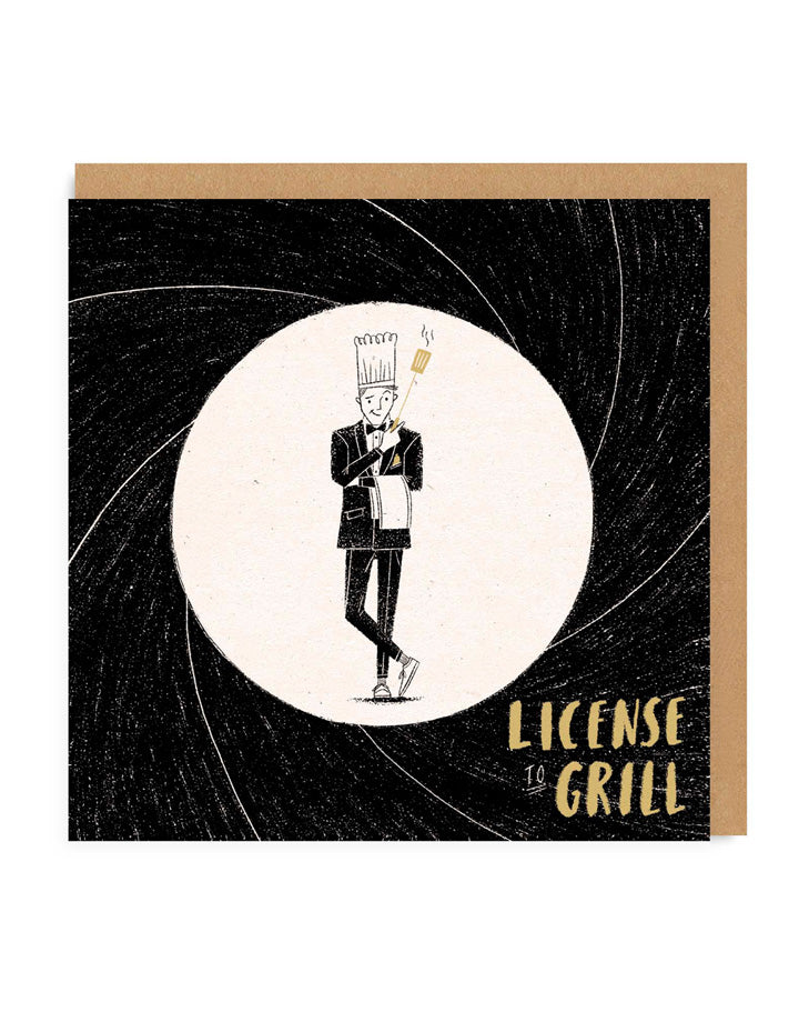Licence to Grill Square Greeting Card