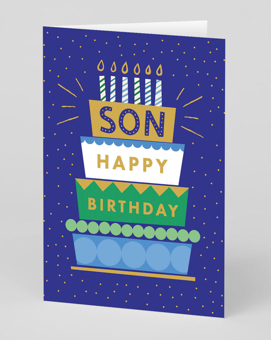 Personalised Happy Birthday Son Cake Card