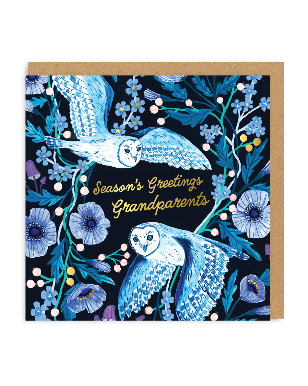 Seasons Greetings Grandparents Owls Christmas Card
