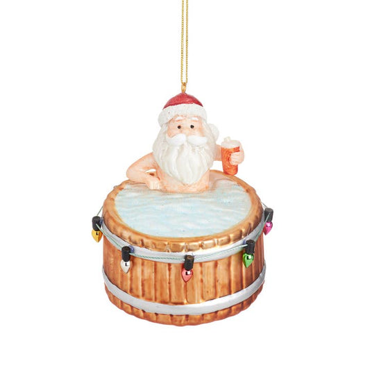 Santa in A Hot Tub Bauble