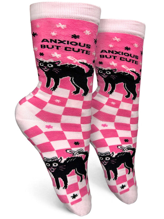 Anxious But Cute Womens Crew Socks