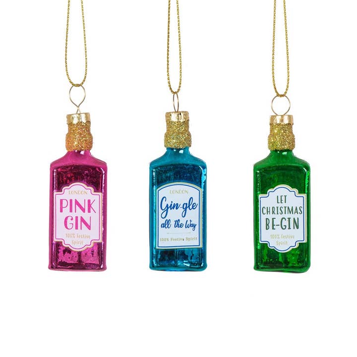 Gin Bottles Mini Bauble - Set of 3