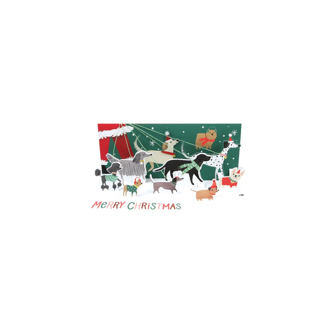 Santa's Dog Walk Layered Greeting Card