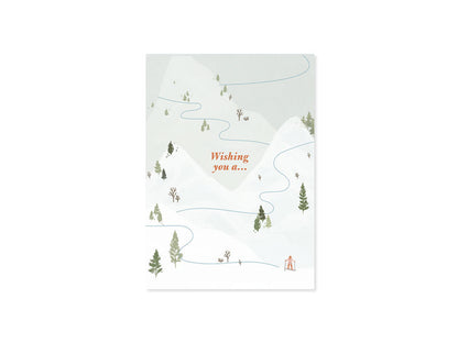 Alpine Ski Slope 3D Pop Up Greeting Card