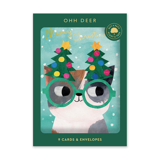 Cats In Hats Christmas x 3 Designs Christmas Card Set (9 pack)