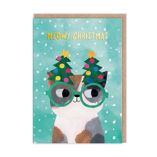 Tree Glasses Cat Greeting Card