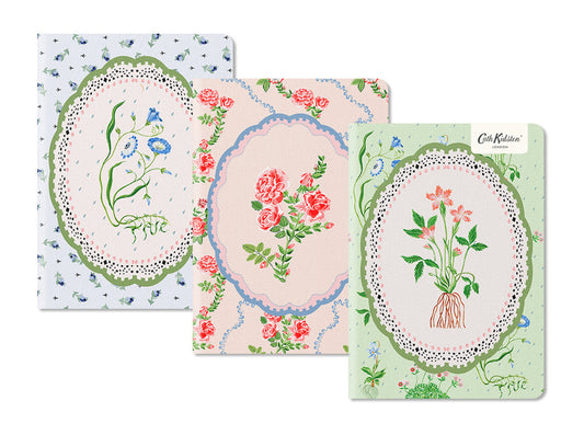 Floral Vignette | 3x Stitched B6 Notebook Set