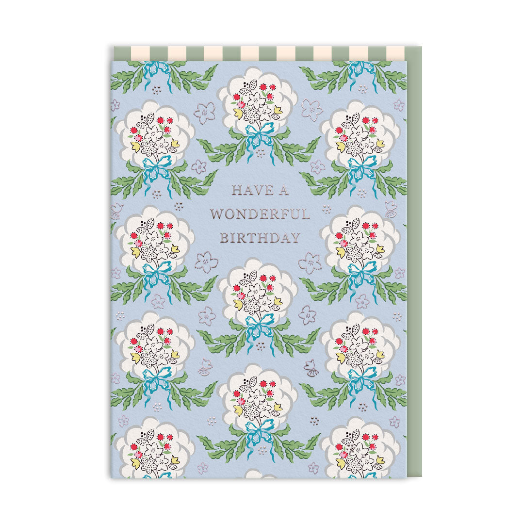 Blue Posy Wonderful Birthday Card