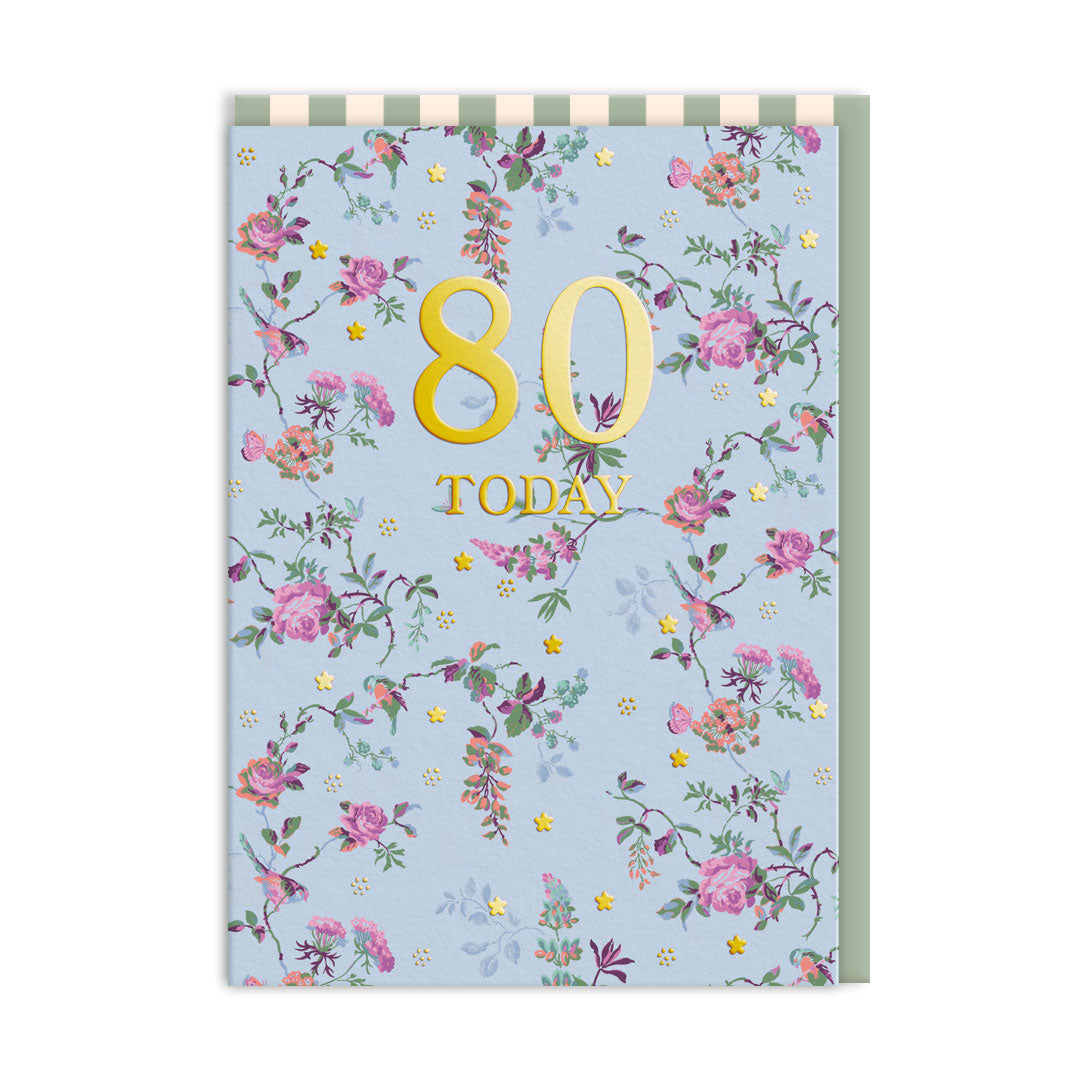 80 Birds Roses Birthday Card