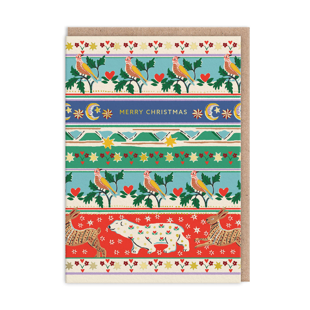 Cath Kidston Festive Friends Stripe Christmas Card