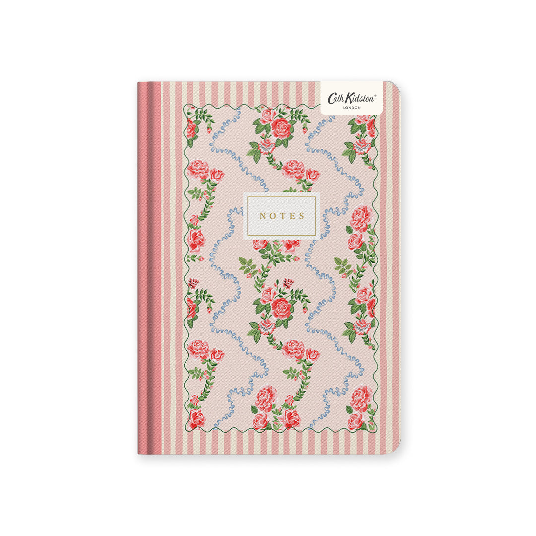 Rose Flutter Stripe A5 Premium Hardback Notebook