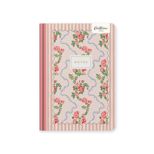 Rose Flutter Stripe A5 Premium Hardback Notebook