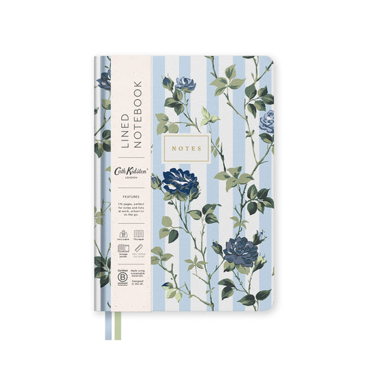Blue Stripe Floral A5 Hardback Notebook
