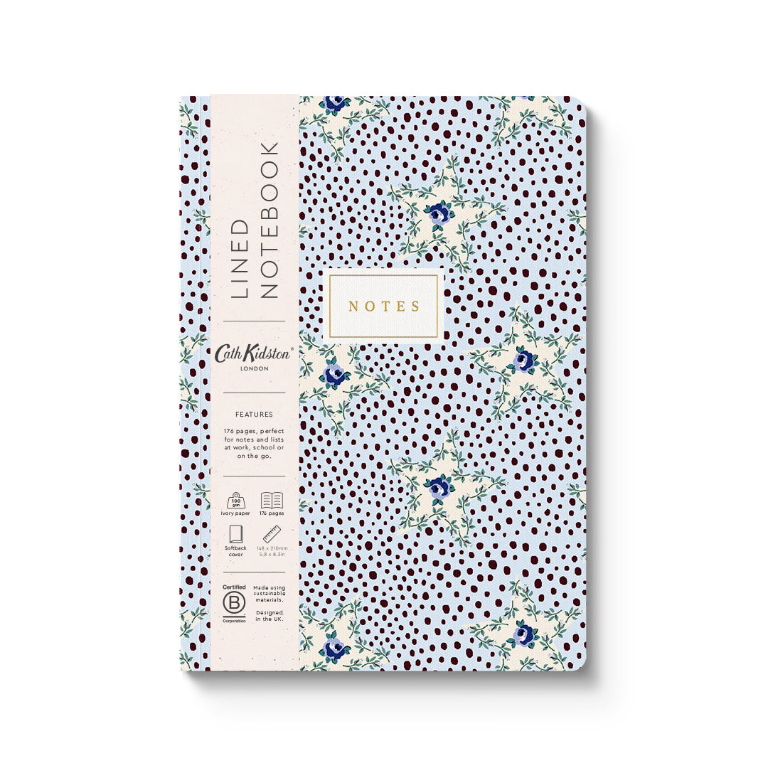 Blue Rose Dots A5 Premium Paperback Notebook