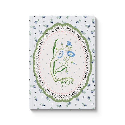 Blue & Cream Roots Vignette A6 Premium Paperback Notebook