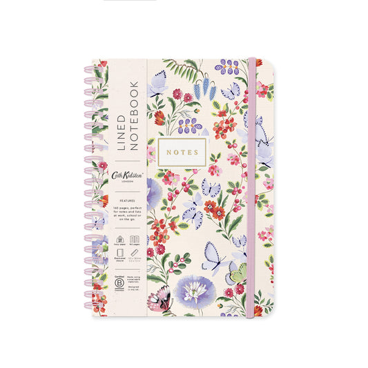 Cream Butterfly Spiral Bound Notebook (B6)