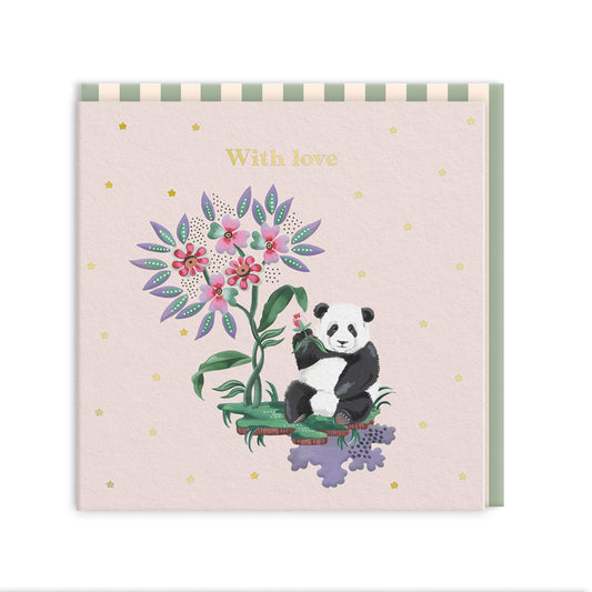 With Love Panda Mini Square Greeting Card