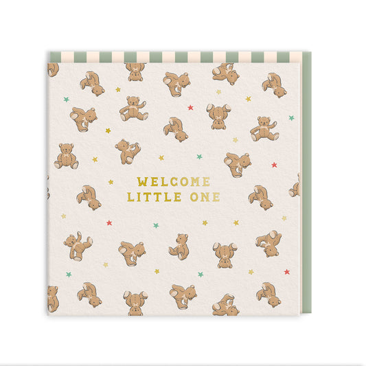 New Baby Bear Mini Square Greeting Card