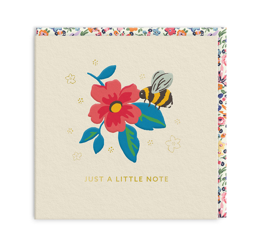 Just A Little Note - Bee & Flower Mini Square Greeting Card