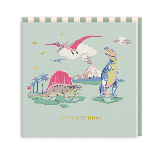 Dino Birthday Mini Square Greeting Card