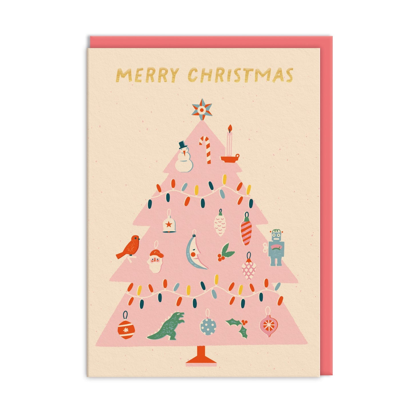 Pack of 6 Christmas Cards - Pink Christmas Tree