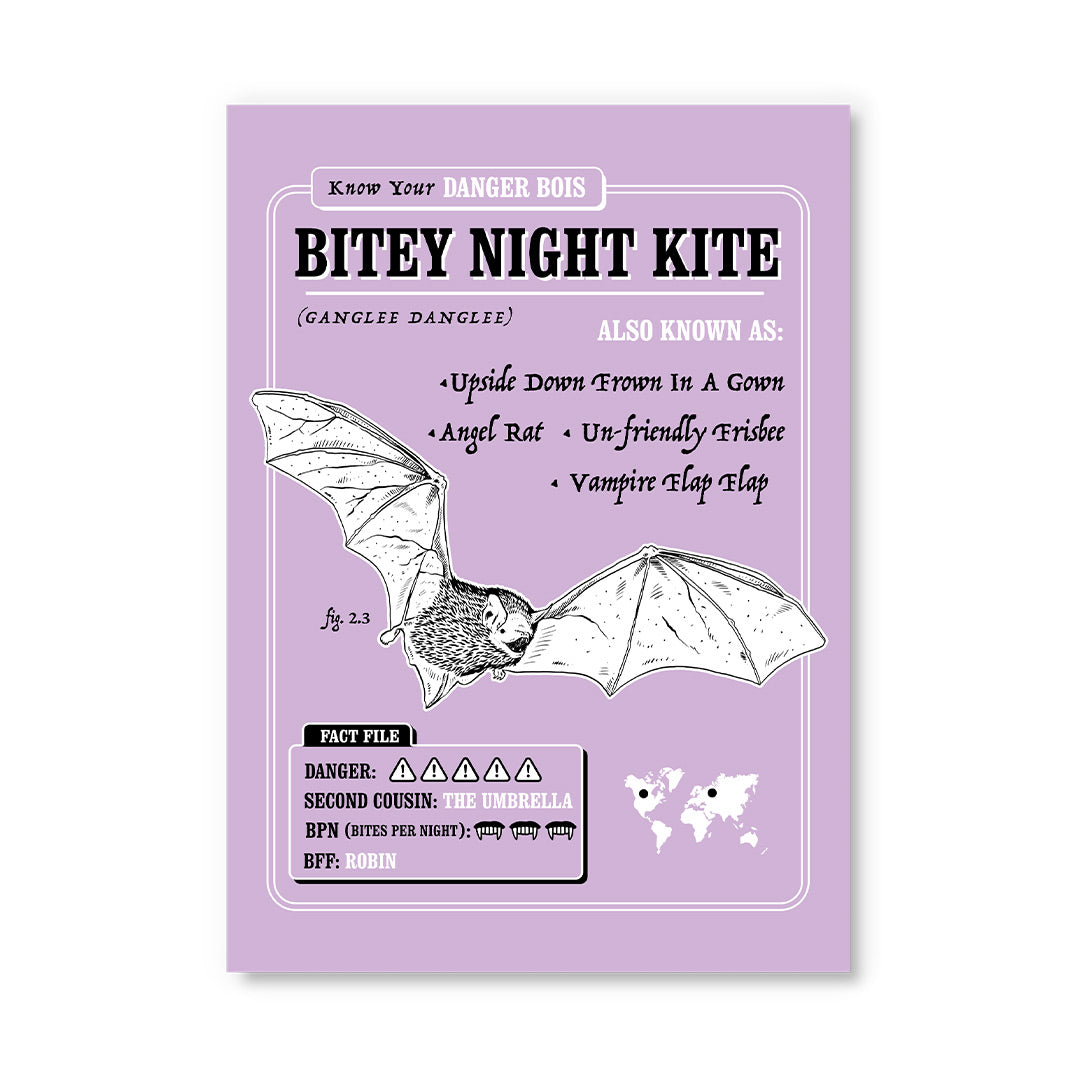 Bitey Night Kite Postcard