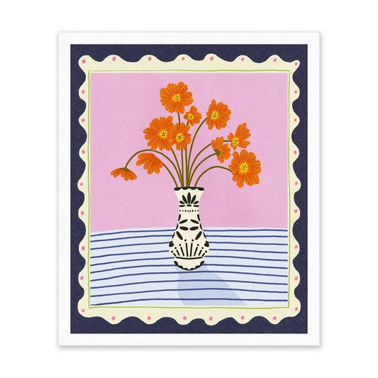 Orange Flowers Riso Print (10x12)