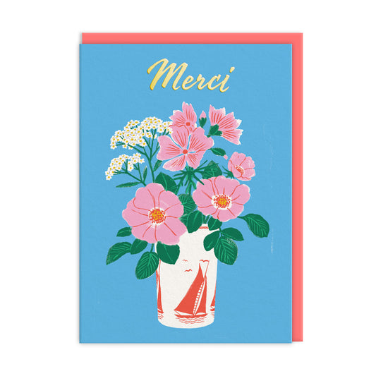 Merci Thank You Floral Greeting Card