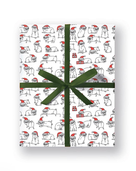 Christmas Pug Positions Gift Wrap