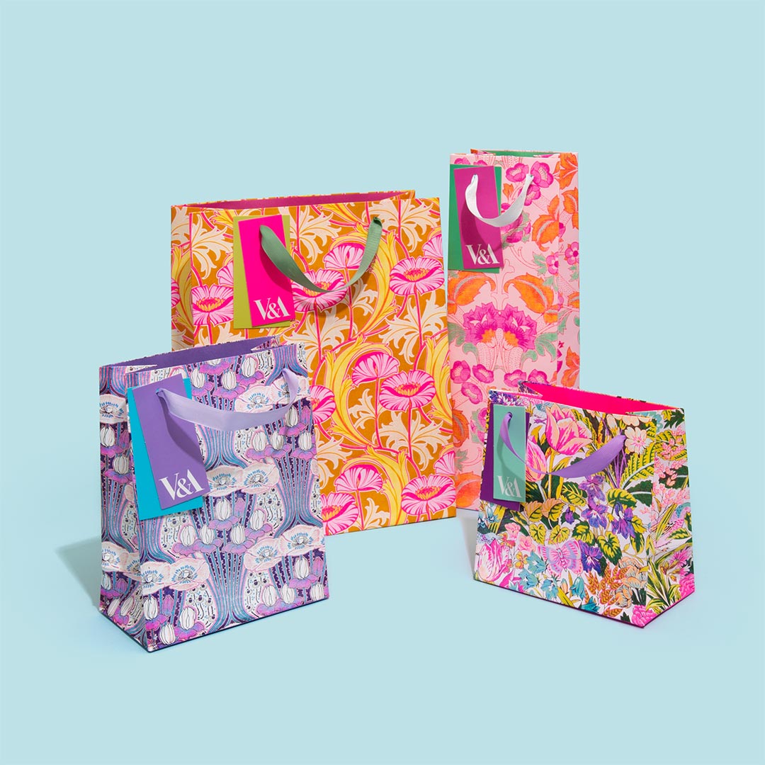 Neon Floral Pink Poppies Small Gift Bag