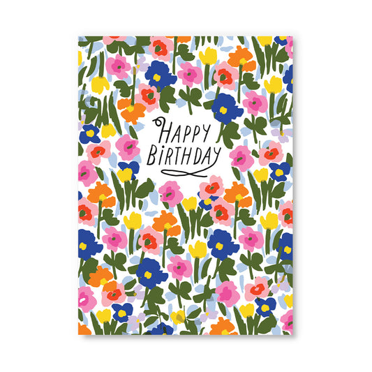 Happy Birthday Meadow Flowers Postcard