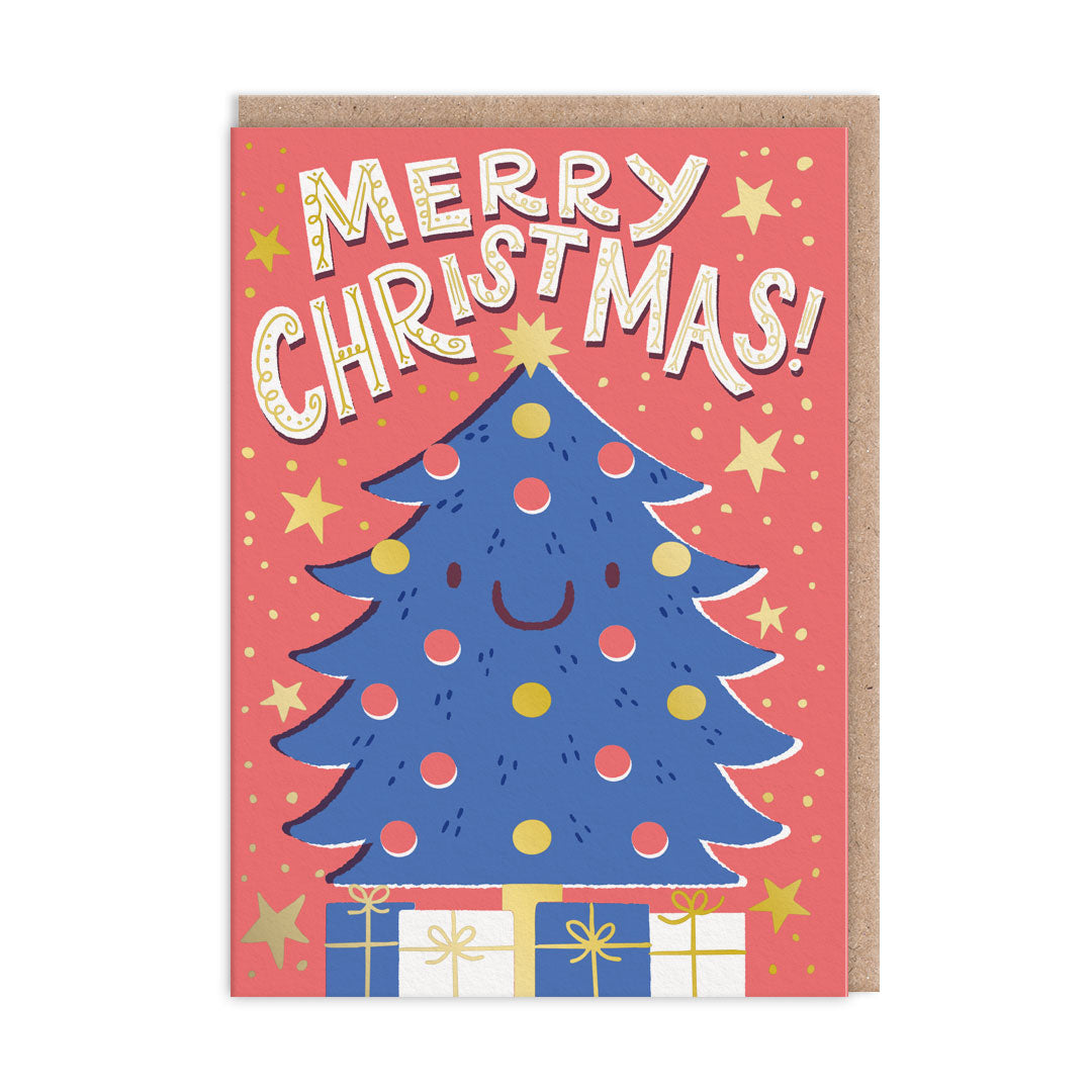 Merry Christmas Bauble Tree Greeting Card